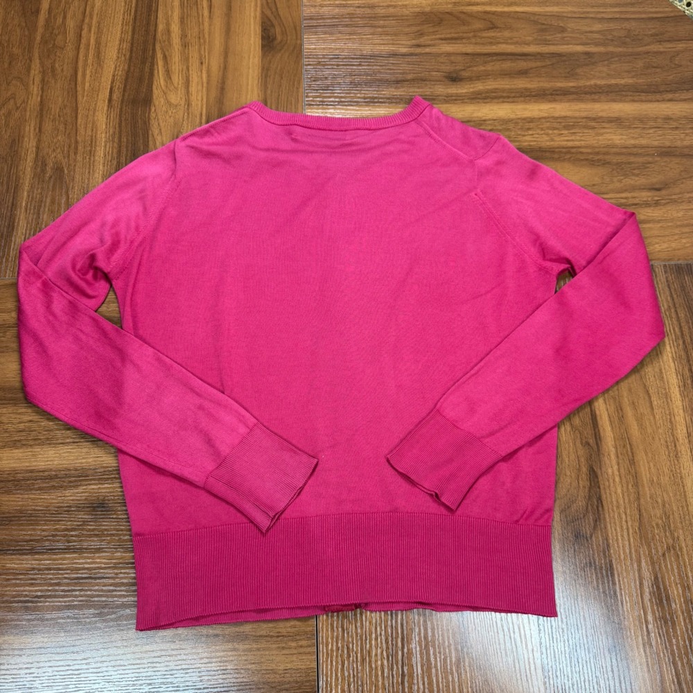 John Smedley Pink Sea Island Cotton Cardigan Sweater Crew Neck Made in EnglandXS - Picture 3 of 7